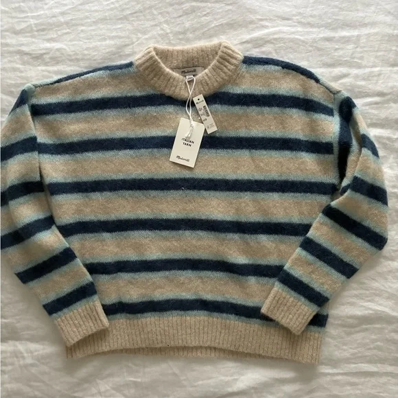 NWT Madewell Blue and Cream Striped Sweater - Picture 2 of 10